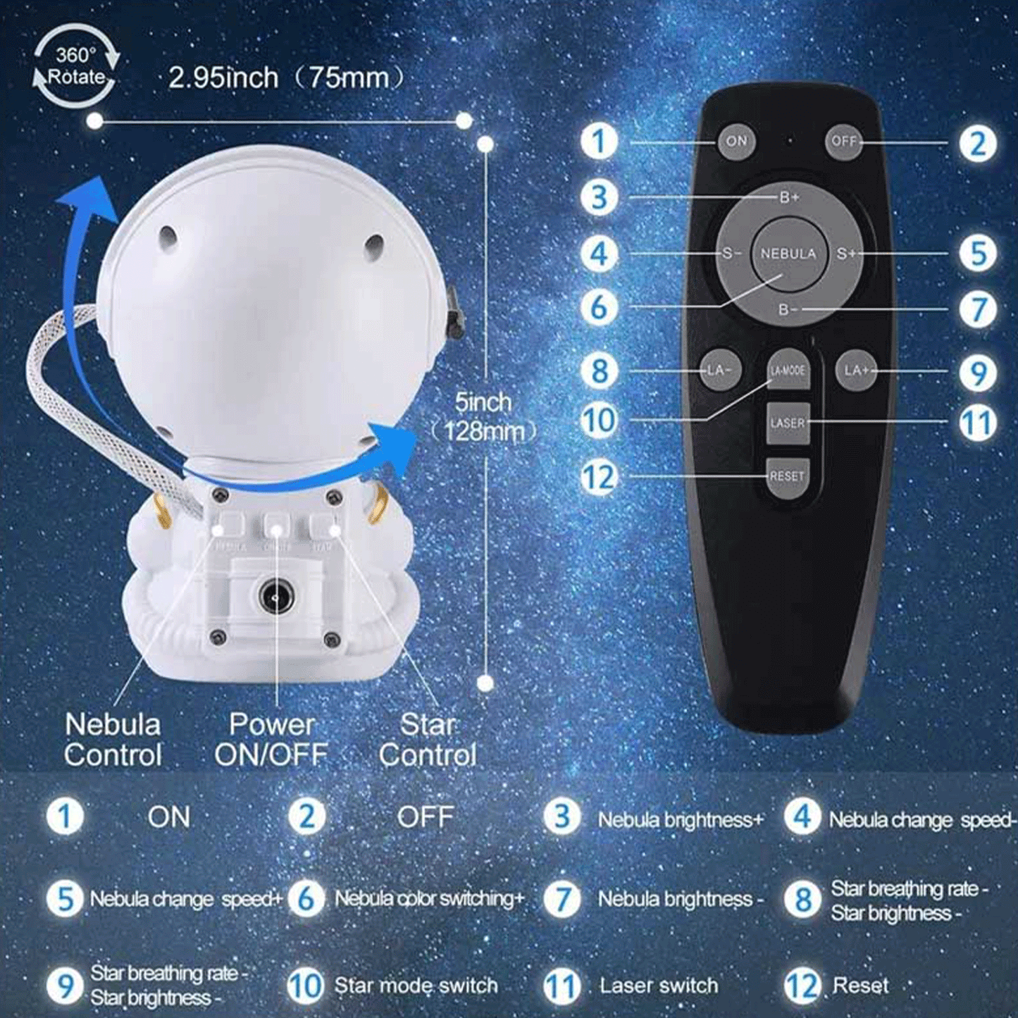 Astronaut Starry Sky light projector Mini