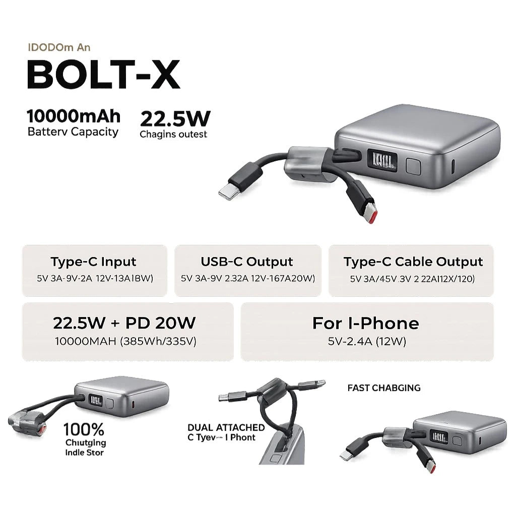 MHM Bolt-X 10000mAh 22.5W Fast Charging Portable Power Bank