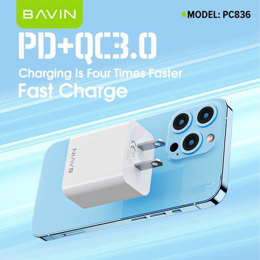 Bavin PC836 20W PD + Qualcomm3.0 Fast Charging Dual Port Adaptor