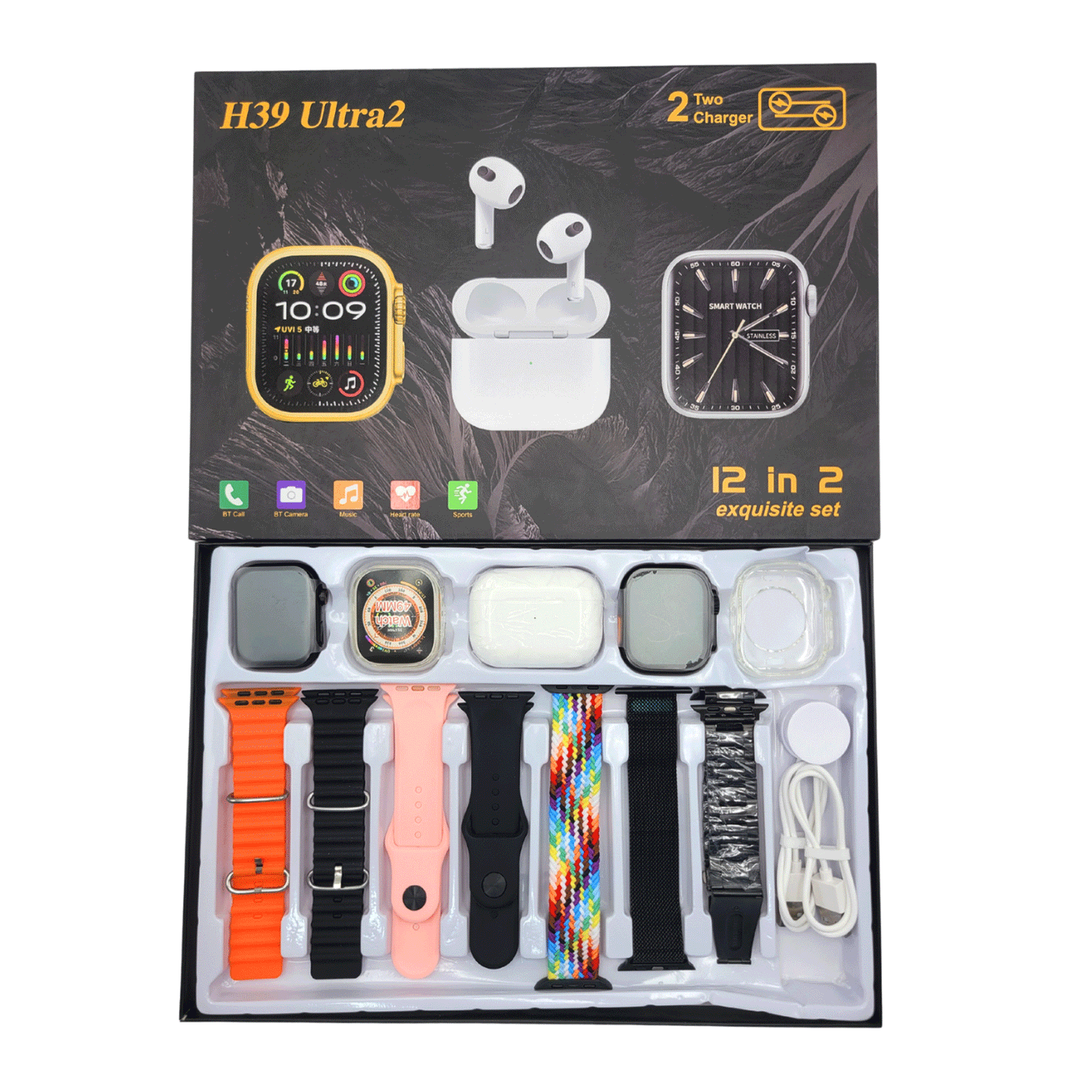 H39 Ultra2 12in2 Couple Smart Watch with Pro2 Airpods