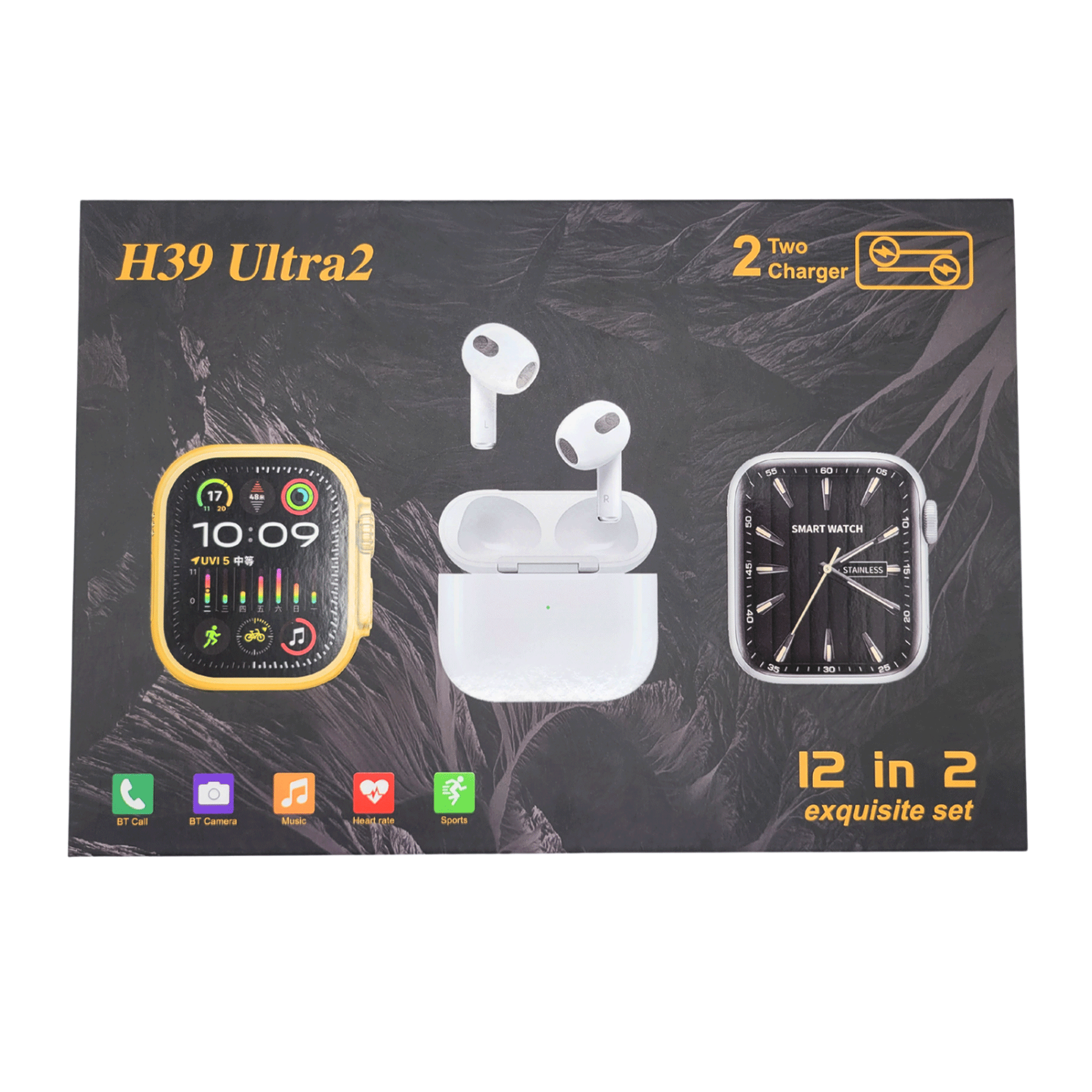 H39 Ultra2 12in2 Couple Smart Watch with Pro2 Airpods Accessoristan