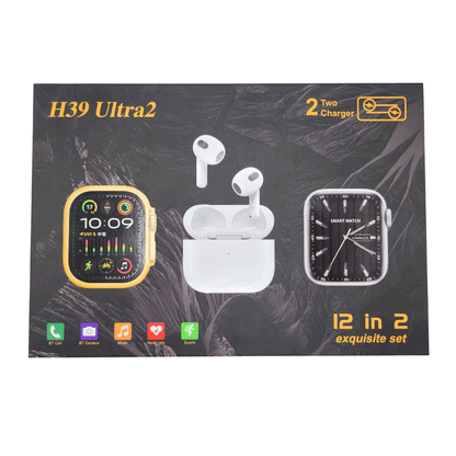H39 Ultra2 12in2 Couple Smart Watch with Pro2 Airpods