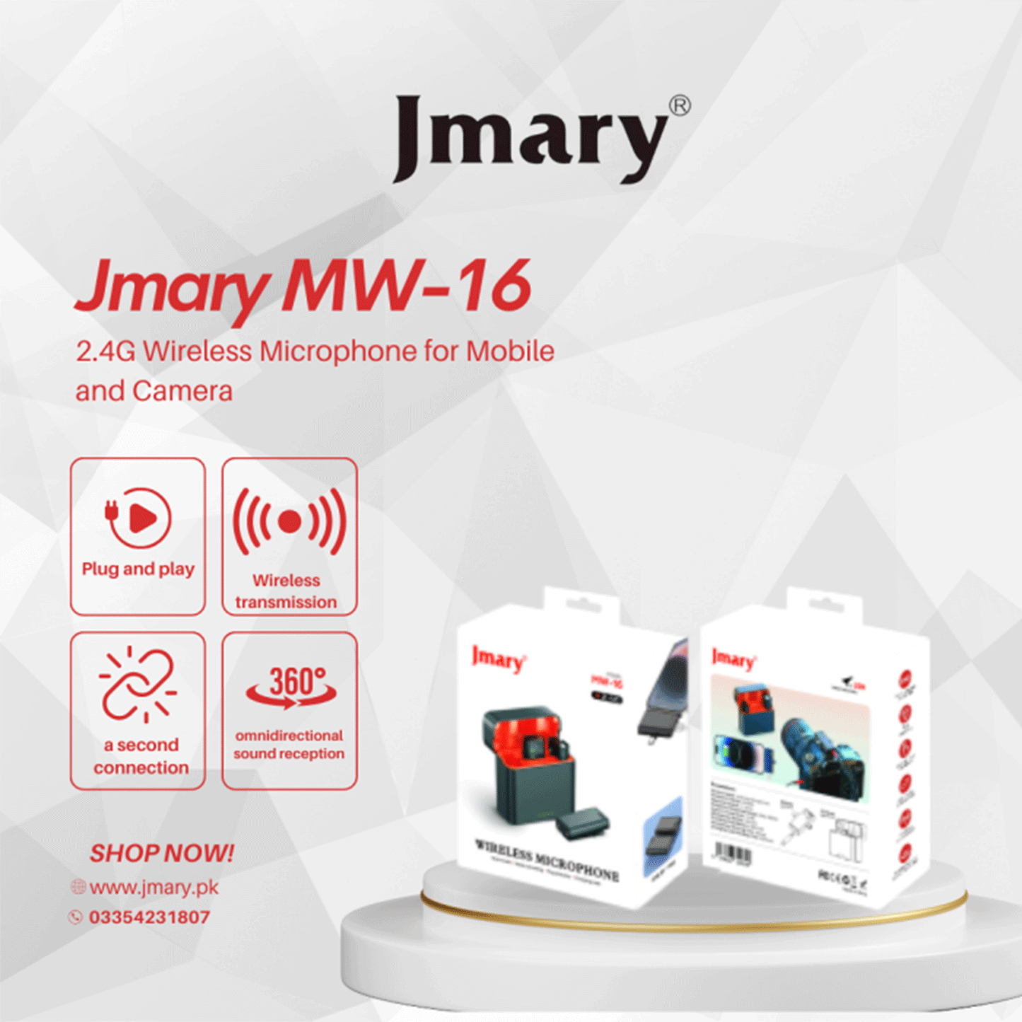 Jmary MW-16 2.4G Wireless Microphone Dual Port