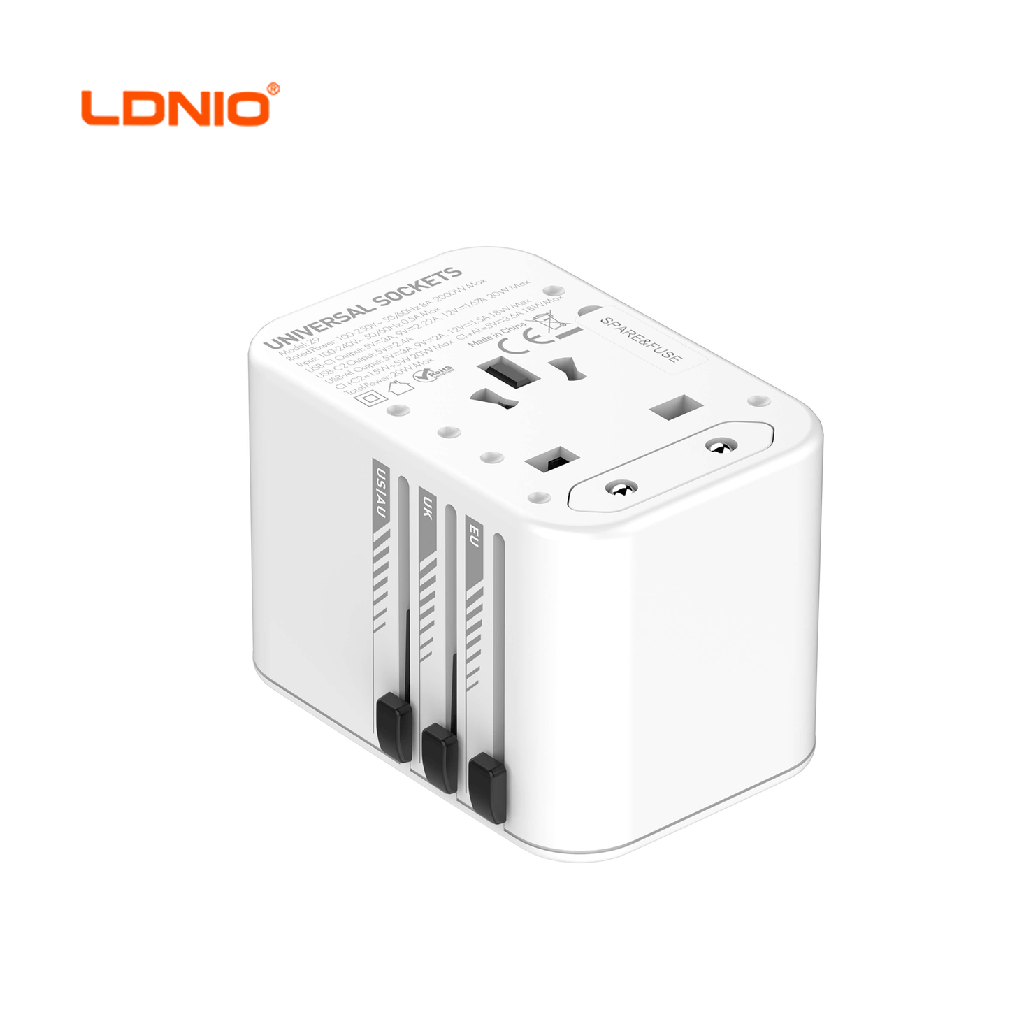 LDNIO Z9 3 USB Ports 20W GaN Travel Adapter