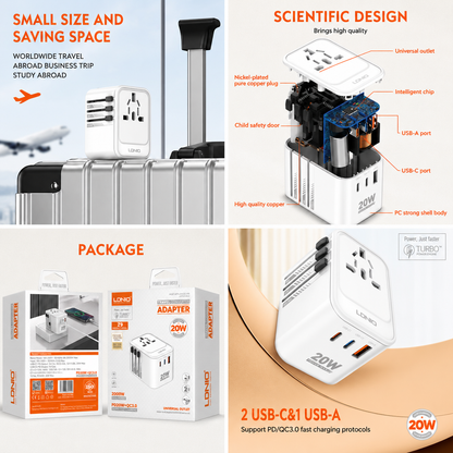 LDNIO Z9 3 USB Ports 20W GaN Travel Adapter