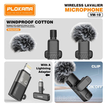Plokama VM-10 2.4G Broadcast Lavalier Microphone