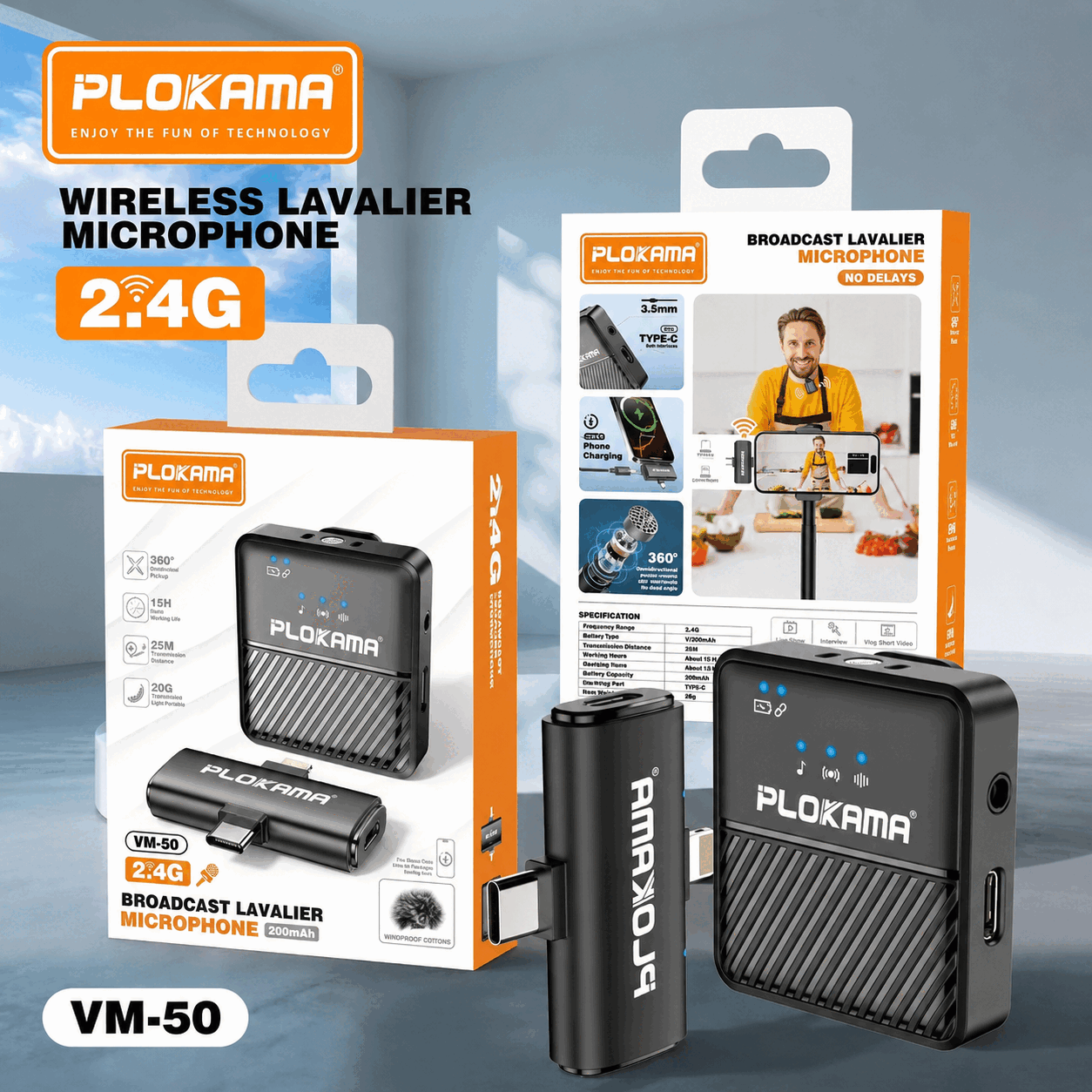 Plokama VM-50 2.4G Broadcast Lavalier Microphone