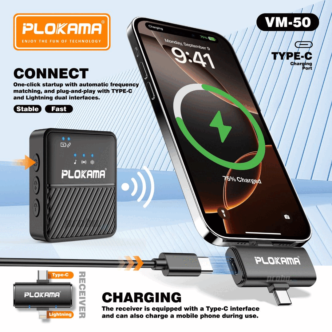 Plokama VM-50 2.4G Broadcast Lavalier Microphone